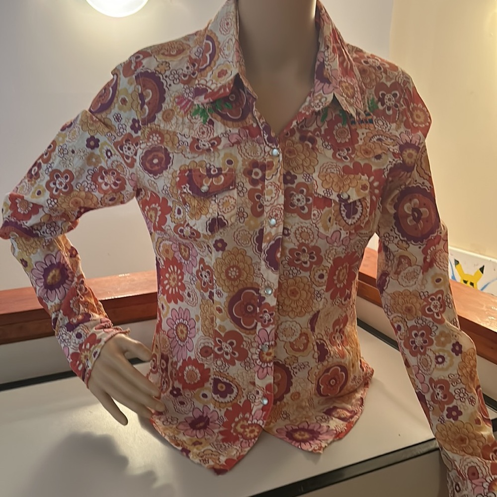 Fourtys size small cotton embroidered cowboy shirt